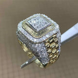 Gold Hip-Hop Ring with White Zircon – Bold Statement Jewelry