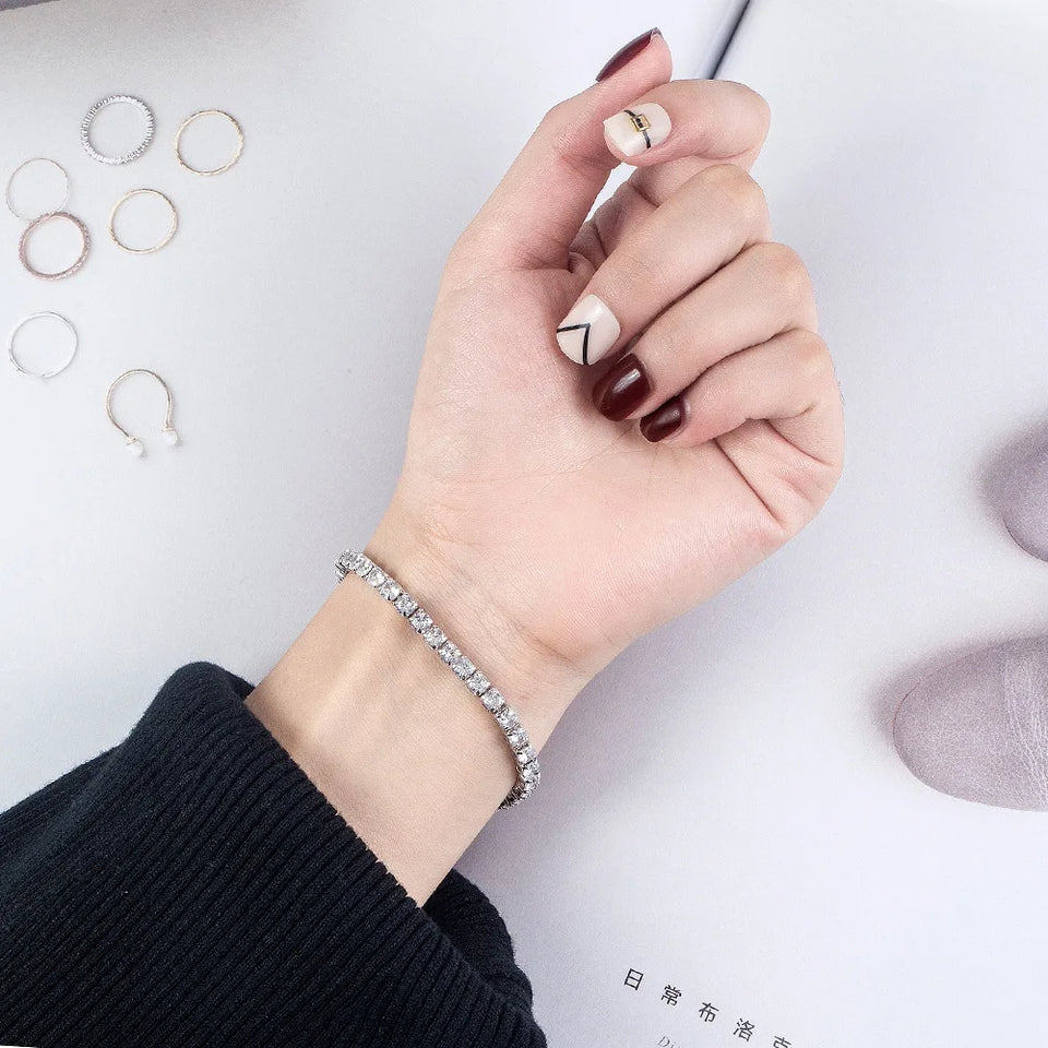 LiHong S925 Sterling Silver Tennis Bracelet – Elegant Zircon Jewelry