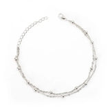 Trendy Double-Layer Beaded Bracelet – Elegant Gold & Silver Chain Jewelry