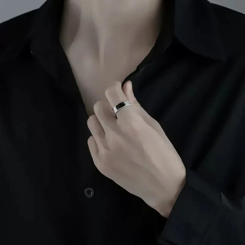 Vintage 925 Silver Dragon Ring – Retro Adjustable Men's Jewelry