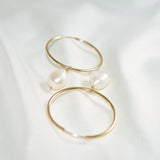 30MM Gold Filled Hoop Earrings with Natural Baroque Pearls