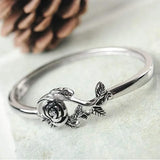 925 Sterling Silver Black Rose Ring – Adjustable Vintage Jewelry
