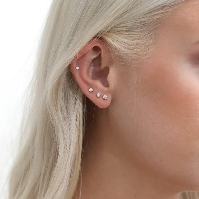 14K Gold Filled Cubic Zirconia Stud Earrings Tarnish-Resistant & Waterproof