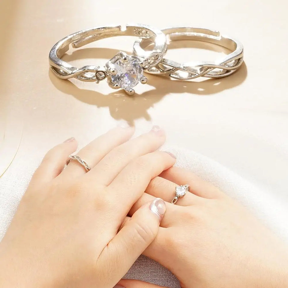 Adjustable Couple Rings – Romantic Wedding & Anniversary Bands