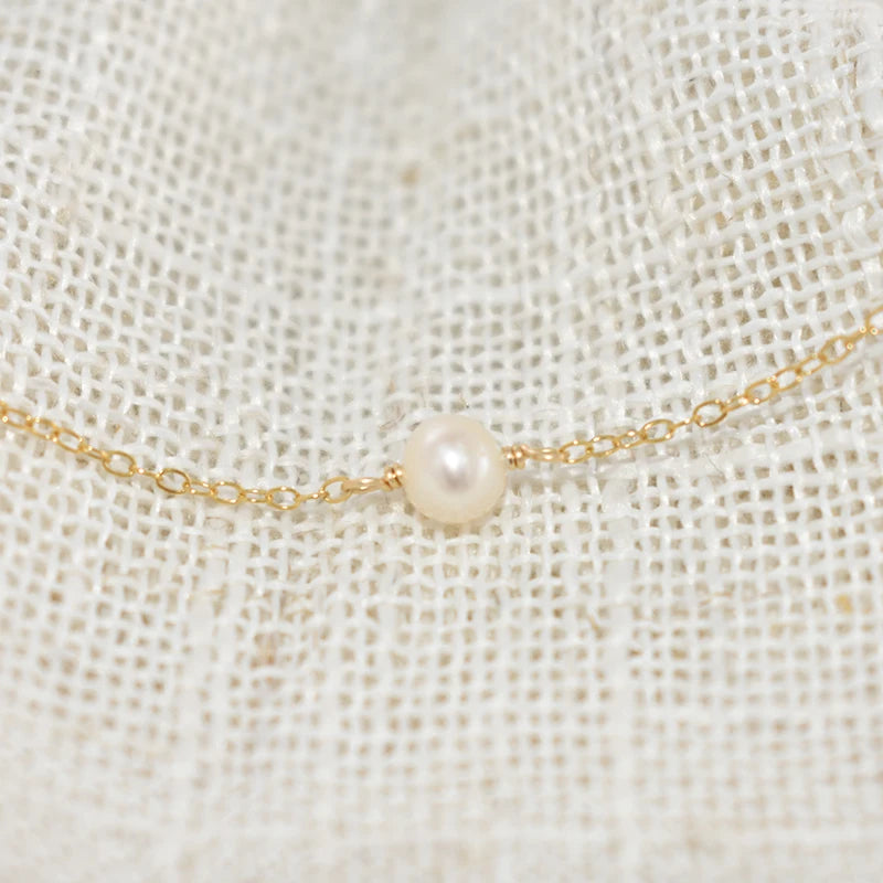 14K Gold Filled Natural Pearl Choker Necklace