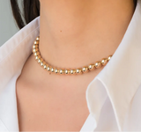 14K Gold Filled Round Bead Choker Necklace