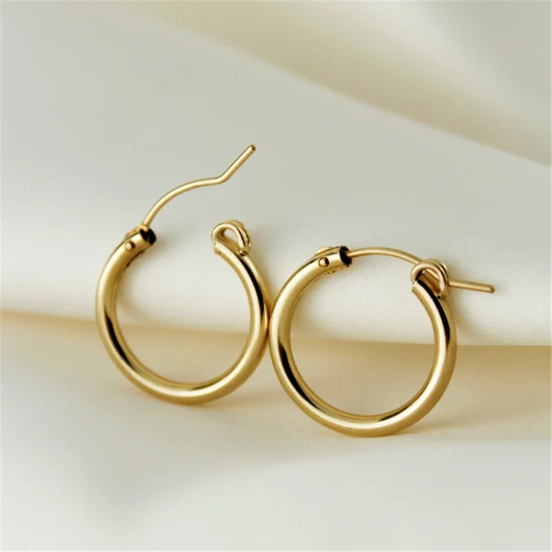 14K Gold Filled Hoop Earrings Classic Minimalist Jewelry for Women